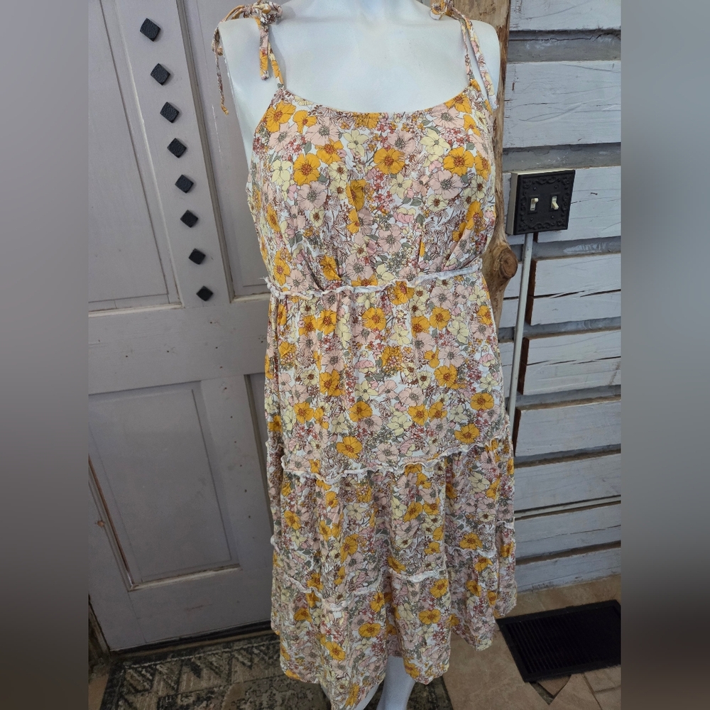 As U Wish Yellow and Pink Floral Midi Dress